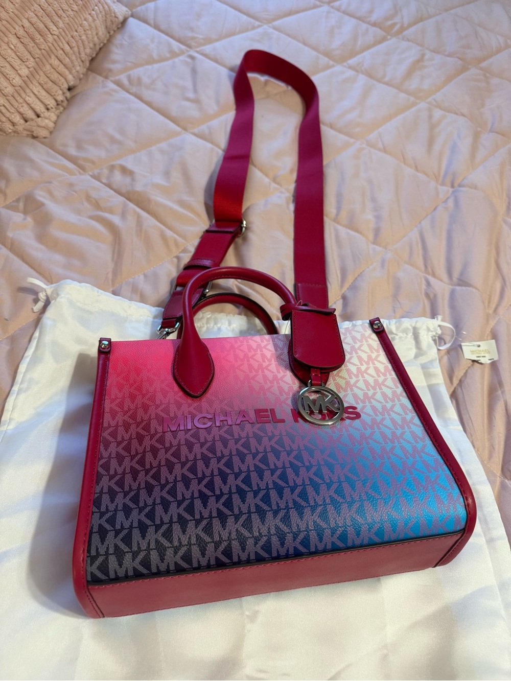 Michael Kors Ombre Pink to Blue Signature Tote - Picture 4 of 9